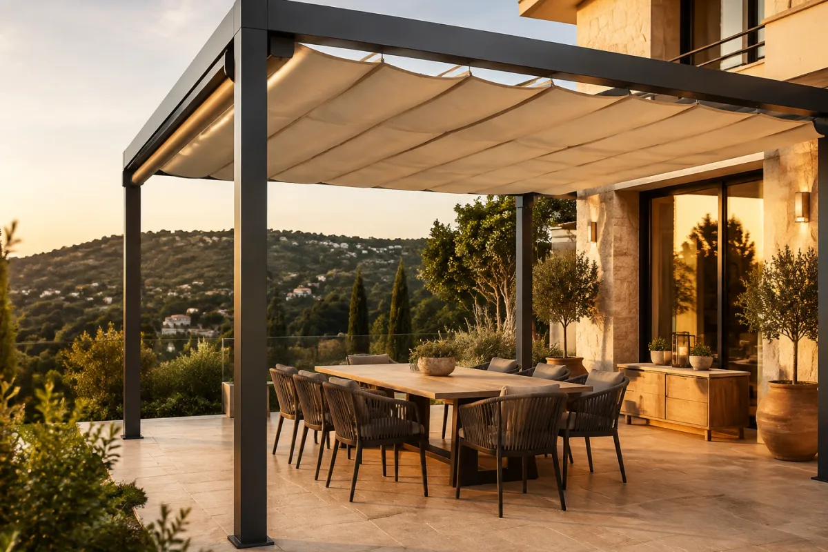 Kumaşlı pergola tente uygulaması